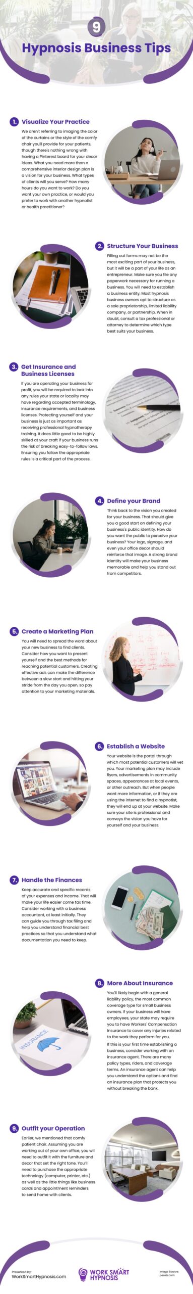 9 Hypnosis Business Tips Infographic