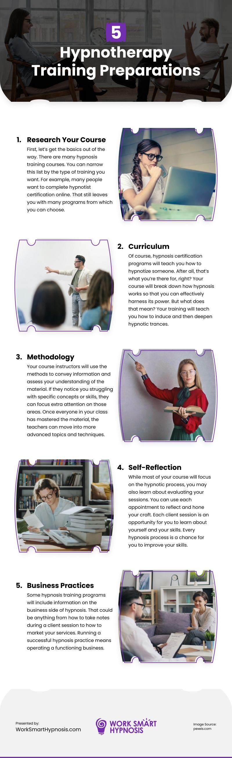 5 Hypnotherapy Training Preparations Infographic