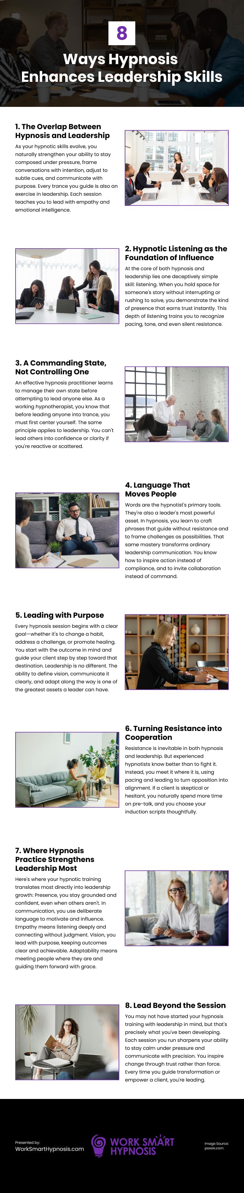 8 Ways Hypnosis Enhances Leadership Skills Infographic 8 Ways Hypnosis Enhances Leadership Skills Infographic