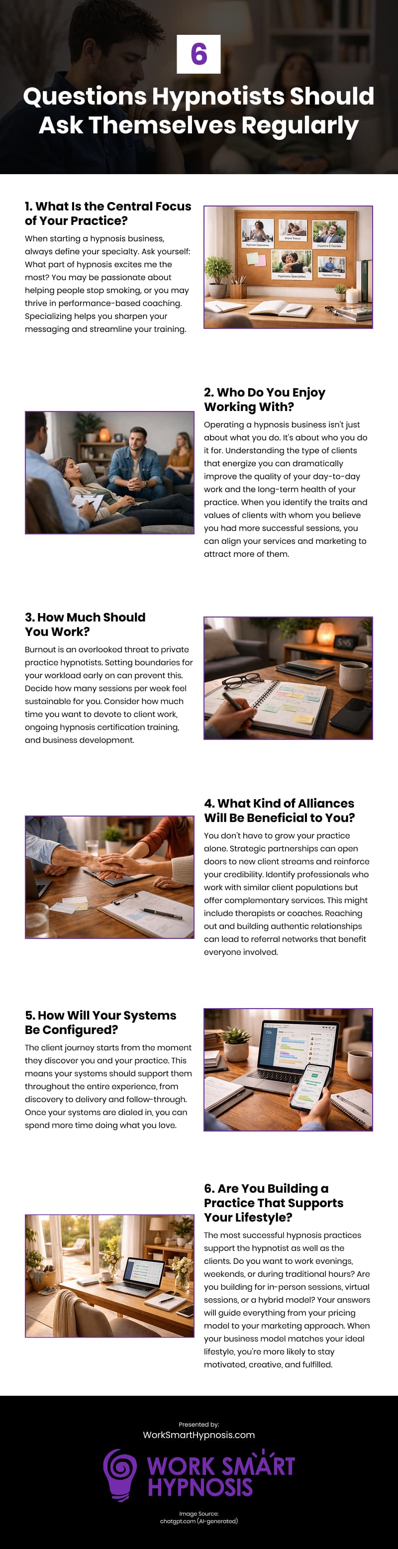 6 Questions Hypnotists Should Ask Themselves Regularly Infographic