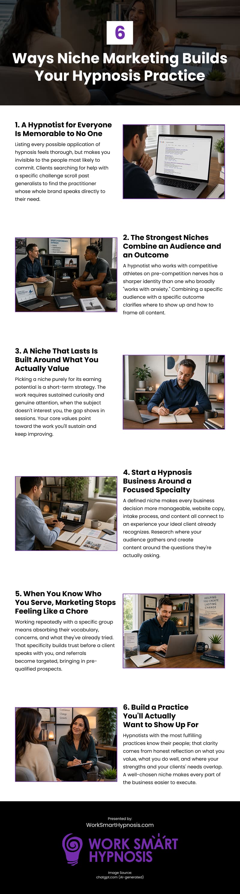 6 Ways Niche Marketing Builds Your Hypnosis Practice Infographic